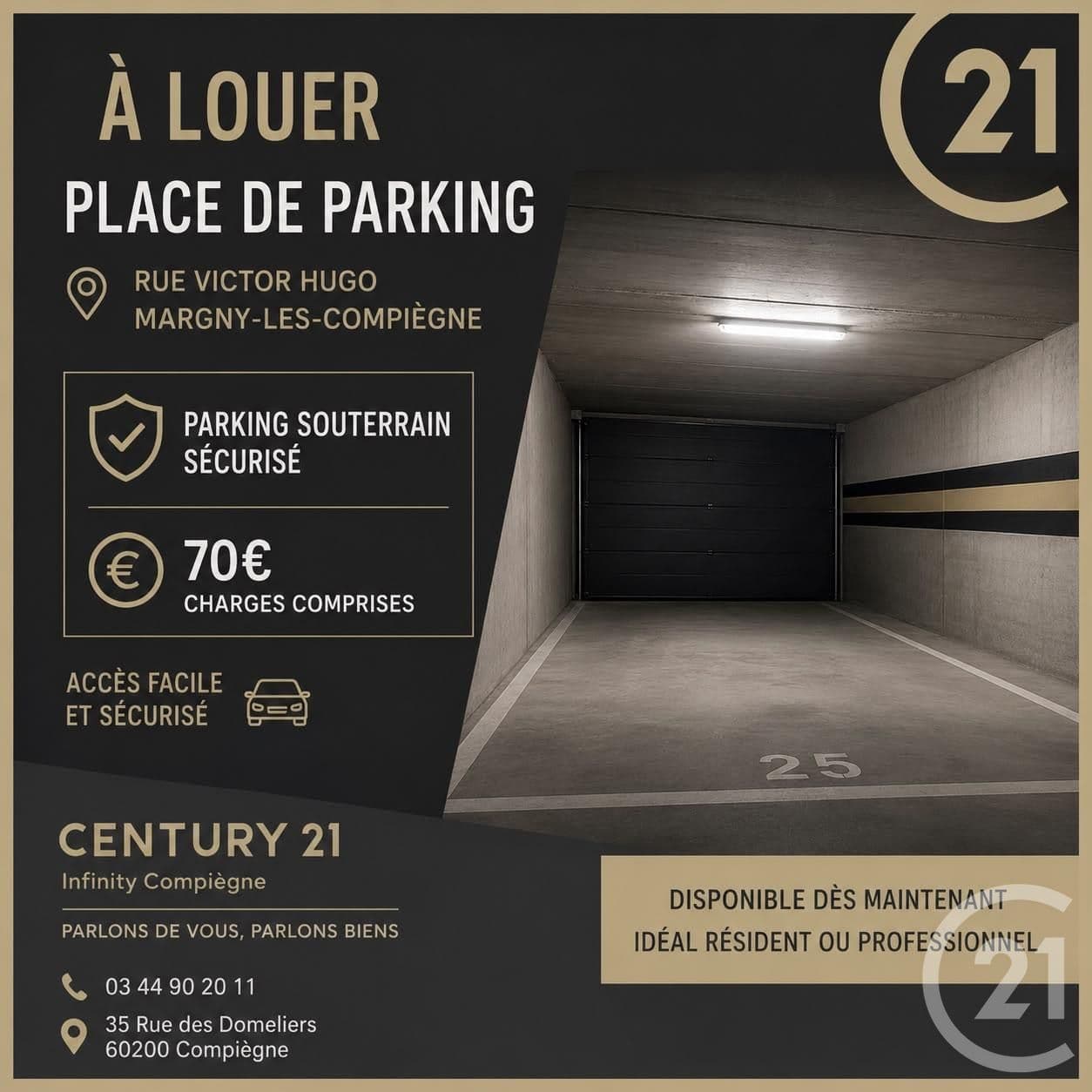 parking à louer - 15.0 m2 - MARGNY LES COMPIEGNE