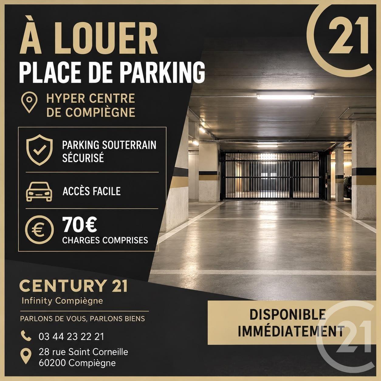 parking à louer - 10.0 m2 - COMPIEGNE